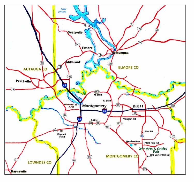 Map to the Pike Road Arts & Crafts Fair!